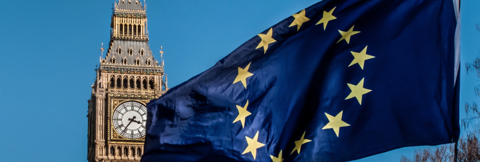 EU flag flying in front of Big Ben