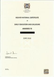 Scottish degree certificate