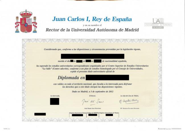 Spanish Degree Certificate